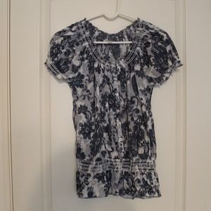 Grey Patterned Short Sleeve Top